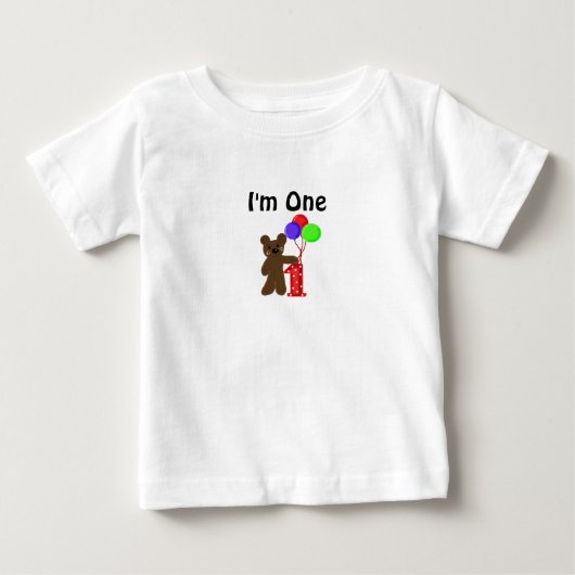 リトルベア1歳のバースデー ベビーTシャツ (正面)