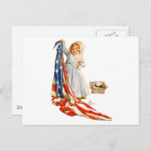 リトルベッシーロスおよびアメリカ国旗 ポストカード (正面/裏面)