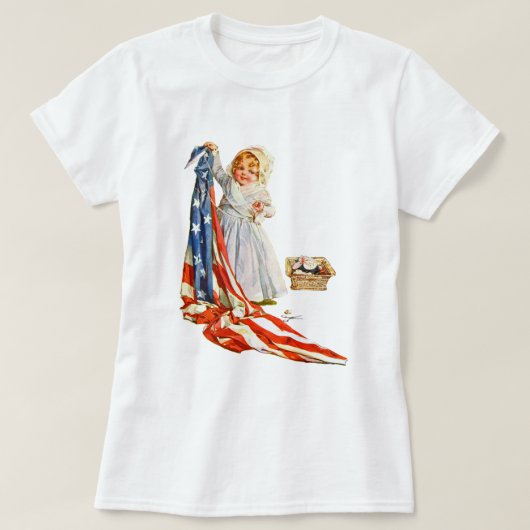 リトルベッシーロスおよびアメリカ国旗 Tシャツ (デザイン正面)