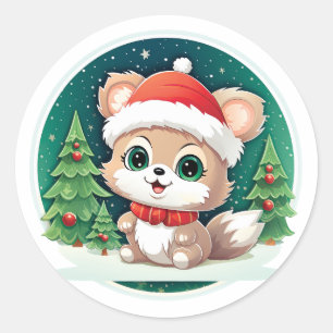 リトルベビーアニマルクリスマス魔法 ラウンドシール