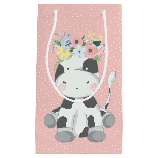 リトルベビーカウカーフカープレットフローラクラウンパステルピンク スモールペーパーバッグ (正面)