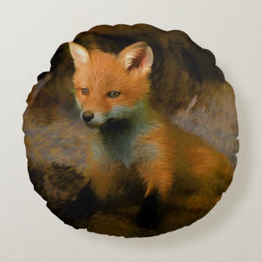 リトルベビーキツネクブポートレート ラウンドクッション (正面)