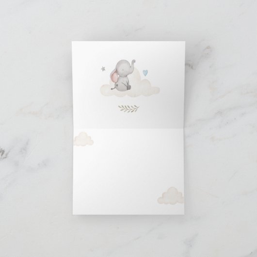リトルベビーゾウ赤ちゃんシャワーサンキューカード サンキューカード (内部)