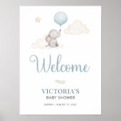 リトルベビーゾウ赤ちゃんシャワー歓迎サイン ポスター (正面)