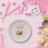 リトルベビーベアーツツインズブラウンベビーシャワー ペーパープレート (パーティー)