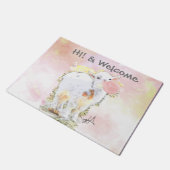 リトルベビーヤギとバブルガムウェルカムマット ドアマット (アングル)