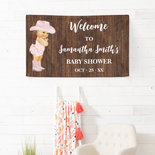 リトルベビー女性のカーボーイウエスタンウェルカムベビーシャワー 横断幕 (インサイチュ)