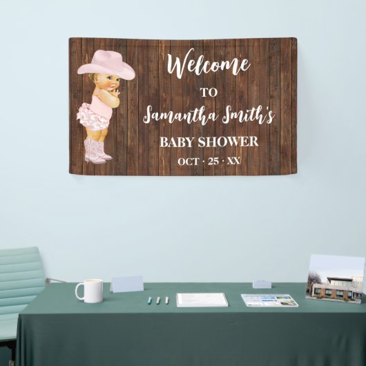 リトルベビー女性のカーボーイウエスタンウェルカムベビーシャワー 横断幕 (トレードショー)
