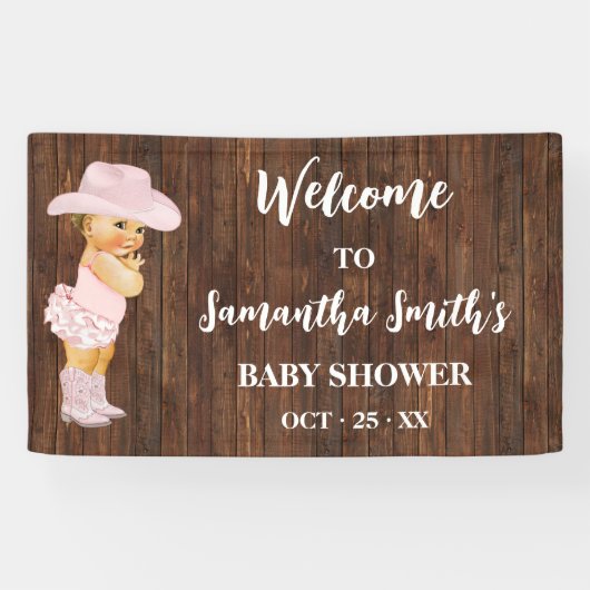 リトルベビー女性のカーボーイウエスタンウェルカムベビーシャワー 横断幕 (横)