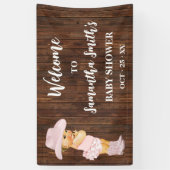 リトルベビー女性のカーボーイウエスタンウェルカムベビーシャワー 横断幕 (縦)