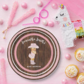 リトルベビー女性のカーボーイウエスタンピンクベビーシャワー ペーパープレート (パーティー)