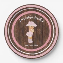 リトルベビー女性のカーボーイウエスタンピンクベビーシャワー ペーパープレート
