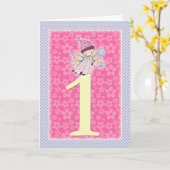 リトルベビー妖精ファースト誕生日グリーティングカード カード (黄色い花)