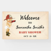 リトルベビー消防士ウェルカムベビーシャワーバナー 横断幕 (横)