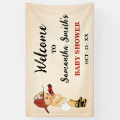 リトルベビー消防士ウェルカムベビーシャワーバナー 横断幕 (縦)