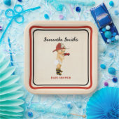 リトルベビー消防士ベビーシャワークリームレッド ペーパープレート (パーティー)