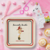 リトルベビー消防士ベビーシャワークリームレッド ペーパープレート (パーティー)