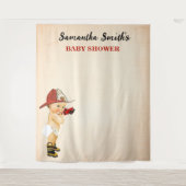 リトルベビー消防士ベビーシャワー背景 タペストリー (正面)