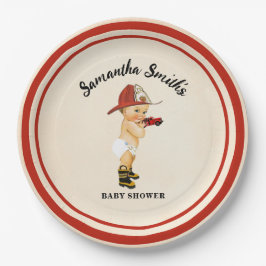 リトルベビー消防士ベビーシャワー ペーパープレート