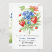 リトルベリー ブルー ウォーターカラー ボーイ ベイビー シャワー 招待状 (正面/裏面)