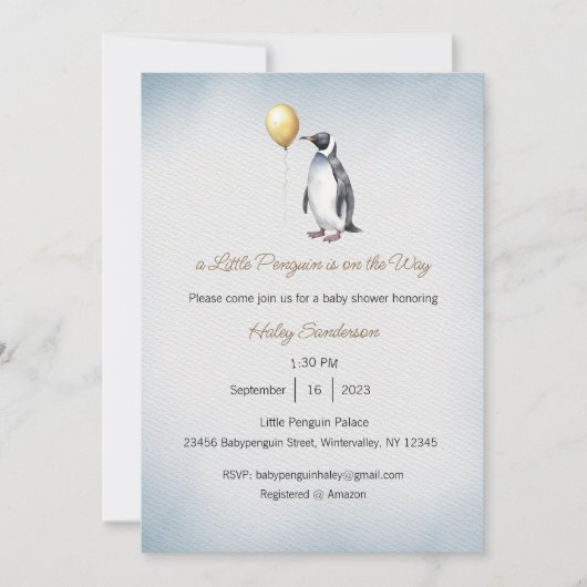 リトルペンギンがやってくる 招待状 赤ちゃん (正面)