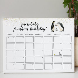 リトルペンギンは誕生日の赤ちゃんシャワーのゲームを推測 ポスター