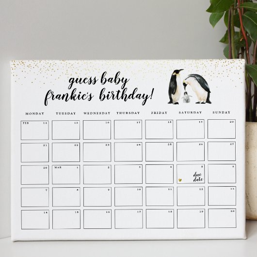 リトルペンギンは誕生日の赤ちゃんシャワーのゲームを推測 ポスター