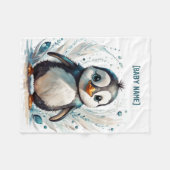 リトルペンギンパーソナライズされた フリースブランケット (正面(横))