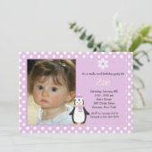 リトルペンギンピンクの写真招待状 招待状 (スタンド正面)