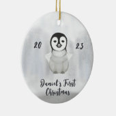 リトルペンギン初めてのクリスマス写真 セラミックオーナメント (右)