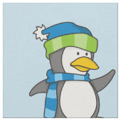 リトルペンギン歩くオン雪 ファブリック (クローズアップ)
