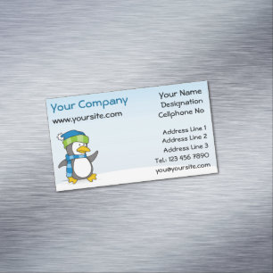 リトルペンギン歩くオン雪 マグネット名刺