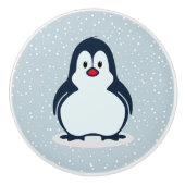リトルペンギン雪のデザインセラミックノブ セラミックノブ (正面)