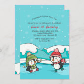 リトルペンギン アイススケーターのご招待 招待状 (正面/裏面)