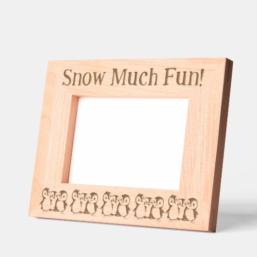 リトルペンギン、雪の多いおもしろい、7 x 5インチランドスケープ レーザー彫刻フレーム (左)