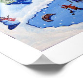 リトルホッケープレイヤーズアイススケートウィンターフォークアート ポスター (角)