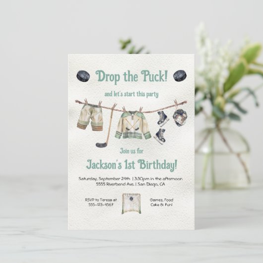 リトルホッケープレイヤーバースデーパーティークローセライン 招待状 (スタンド正面)