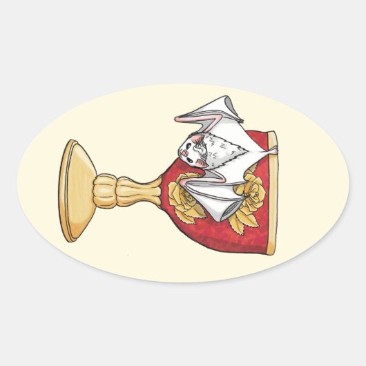 リトルホワイトこうもり 楕円形シール (正面)