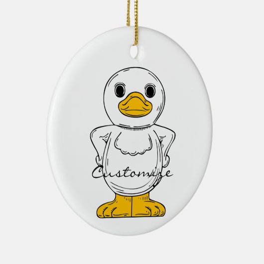 リトルホワイトアヒル立ちサンダー_コーブ セラミックオーナメント (右)