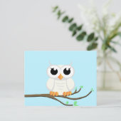 リトルホワイトオウル - ブランク ポストカード (スタンド正面)