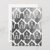 リトルホワイトハウスシルバーグレー新しいアドレスカード 招待状 (正面/裏面)