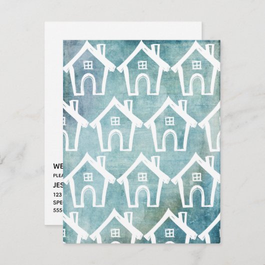 リトルホワイトハウスティール（緑がかった色）グランジ我々はカードを移動 招待状 (正面/裏面)
