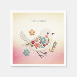 リトルホワイトバードフローラナプキン スタンダードカクテルナプキン
