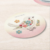 リトルホワイトバードフローラ紙コースター ラウンドペーパーコースター (アングル)