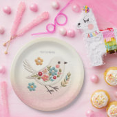 リトルホワイトバードフローラ紙プレート ペーパープレート (パーティー)
