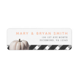 リトルホワイトパンプキンアンドバッファローチェック秋テーマ ラベル