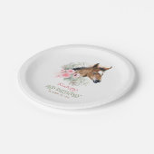 リトルホースキュートピンクフローラ誕生日 ペーパープレート (アングル)