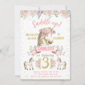 リトルホースポニー女性のカーボーイ誕生日招待状 招待状 (正面)