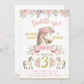 リトルホースポニー女性のカーボーイ誕生日招待状 招待状 (正面/裏面)