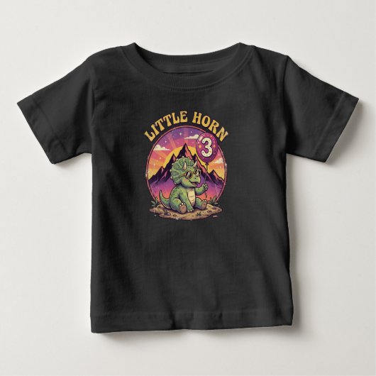 リトルホーン レトロ ディノ Tee ベビーTシャツ (正面)